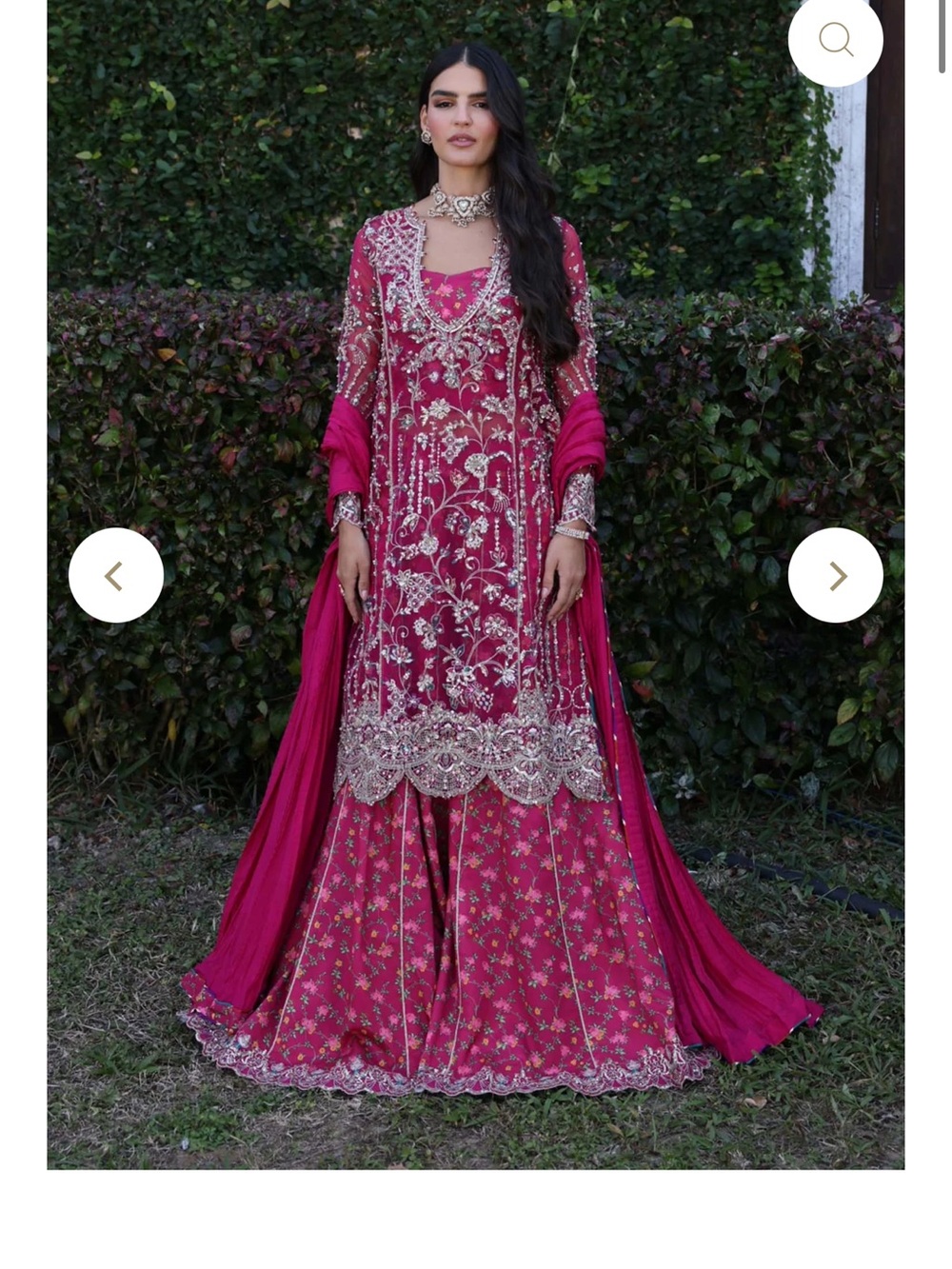 Kanwal Malik Designer Magenta Embellished Long-Sleeve Formal Dress with Dupatta